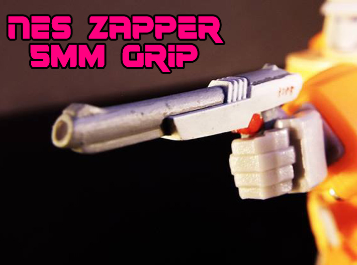 NES Inspired Zapper Gun w' 5mm Grip 3d printed hand painted black high-def acrylate print