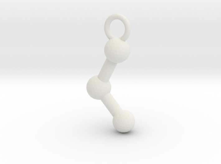 Ethanol Molecule Necklace Keychain Earring 3d printed Ethanol molecule keychain in white