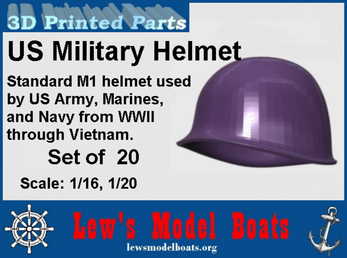 Hemet, US Army, WWII through Vietnam, 1/16 &amp; 1/20 3d printed