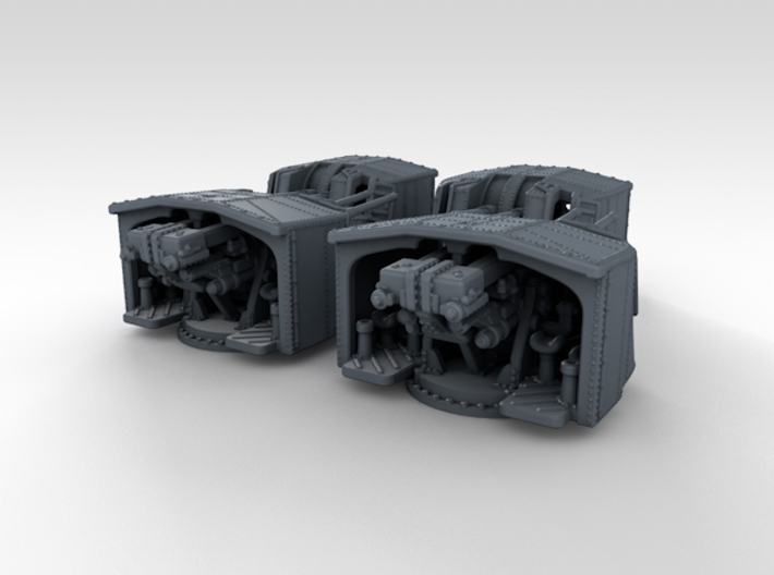 1/700 4.7" MKXII CPXIX Twin Mount x4 3d printed 3d render showing set