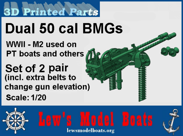 PT Boat Dual BMG for turrets, two pairs 1/20 scale 3d printed