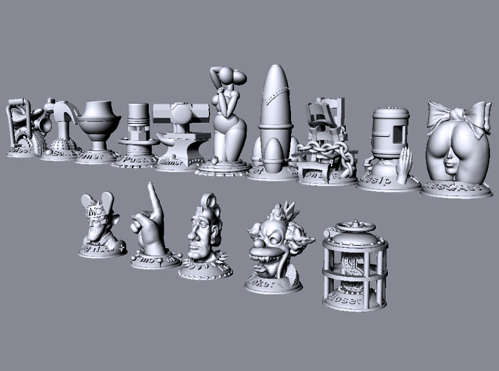 The Closer 3d printed This image shows the relative size of all models in the collection