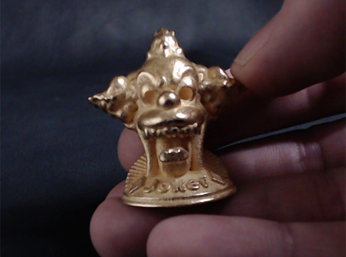 Joker  3d printed Shown in Polished Gold Steel