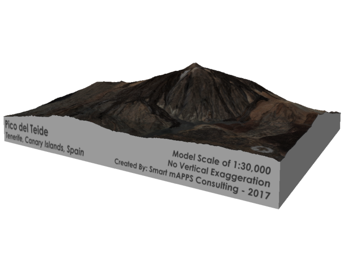Pico del Teide Map, 1:30,000 3d printed 