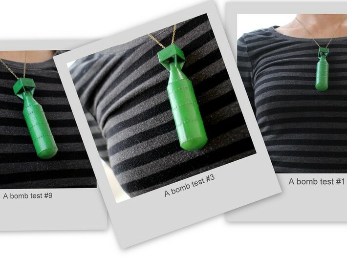 A-bomb Pendant 3d printed Green finished with epoxy.