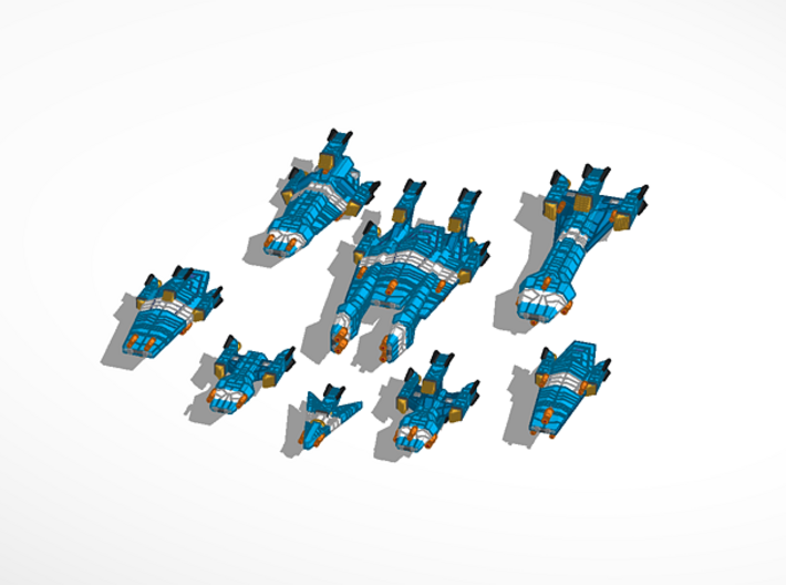 Haydron Destroyer  3d printed Fleet view for size refrence