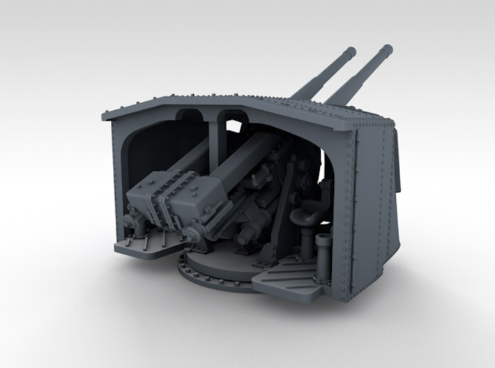 1/350 4.7" MKXII CPXIX Twin Mount x4 25º 3d printed 3d render showing product detail