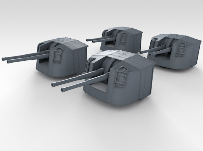 1/350 4.7" MKXII CPXIX Twin Mount x4 Sights Closed 3d printed 3d render assembled showing set