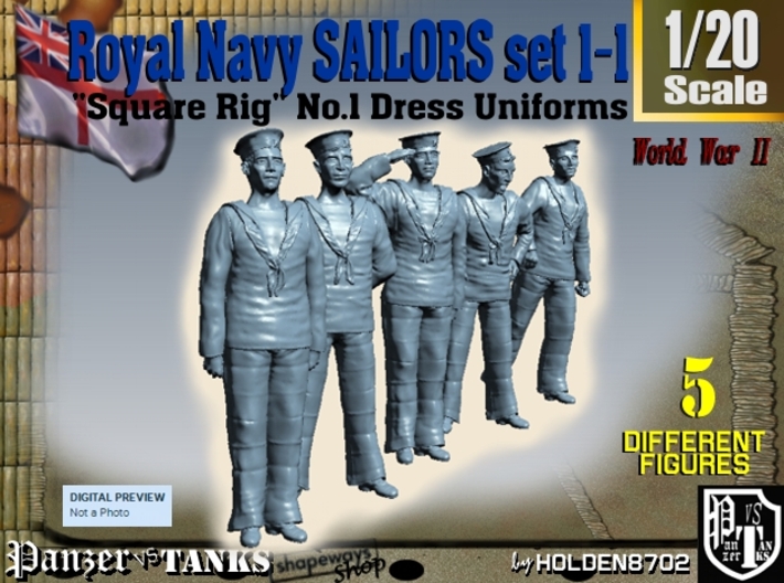 1-20 Royal Navy Sailors Set1-1 3d printed