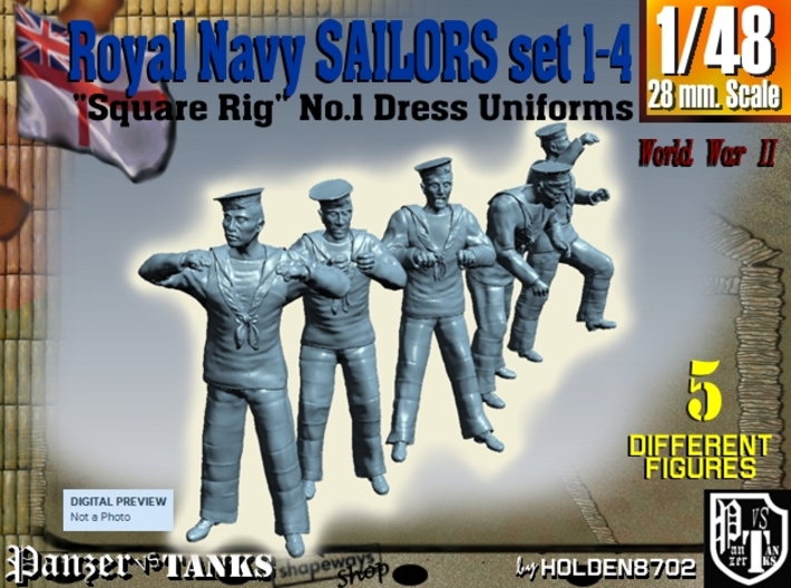 1-48 Royal Navy Sailors Set1-4 3d printed