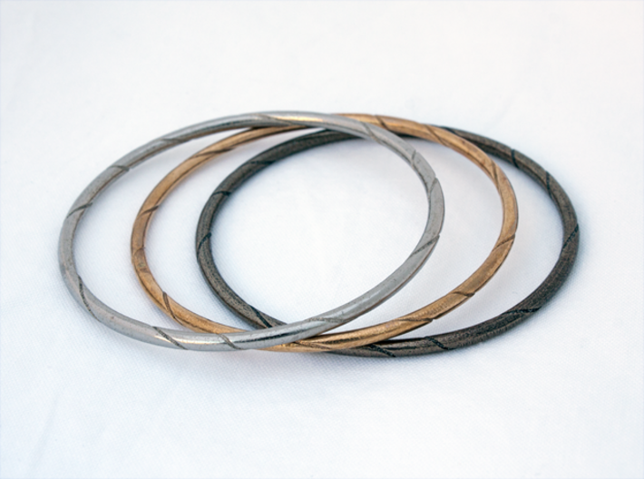 Ribbon Bracelet 3d printed Polished Nickel Steel, Raw Bronze, Polished Bronze Steel