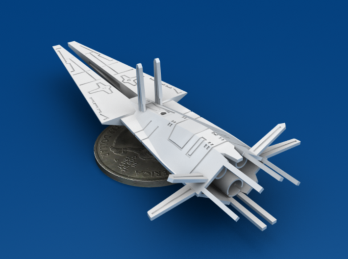 Galactic Scout Ship, New Albion 3d printed Size Comparison to U.S. Quarter, Bottom 3/4