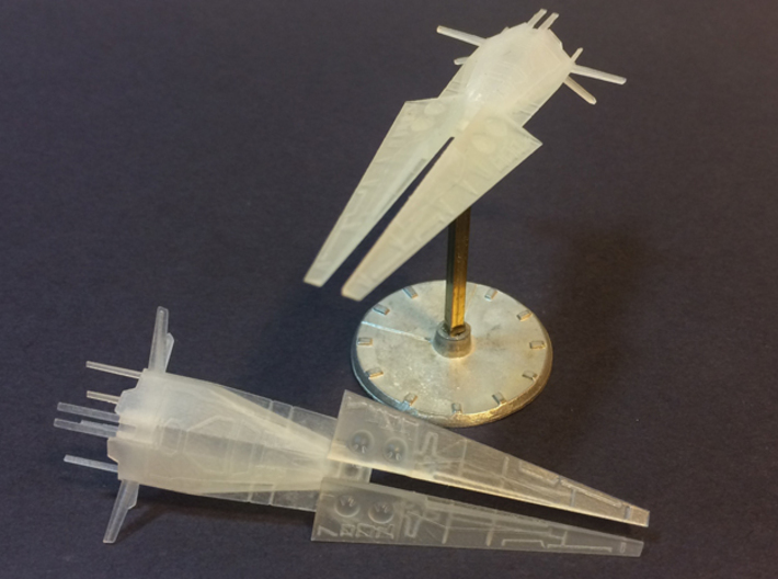 2x Galactic Scout Ships, New Albion 3d printed Actual printed piece (Frosted Ultra Detail)
