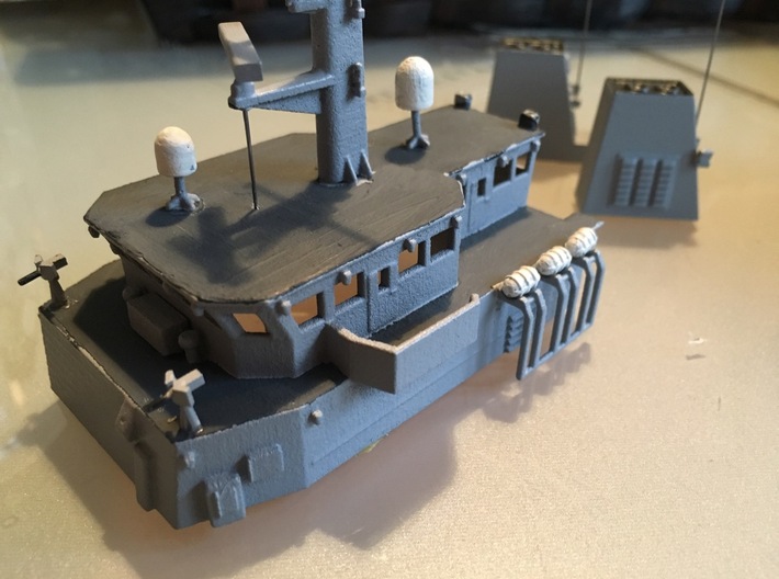 HMCS Kingston, Details 1 of 2 (1:200, RC) 3d printed assembled superstructure