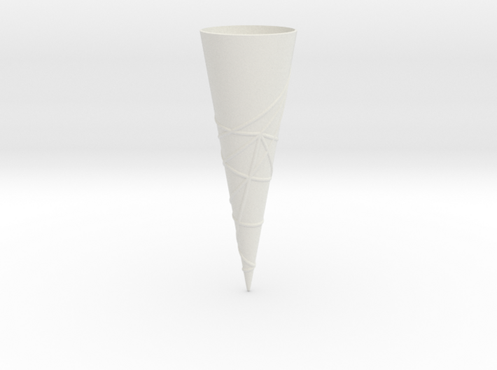 Geodesics between points on a 60 degree cone. 3d printed