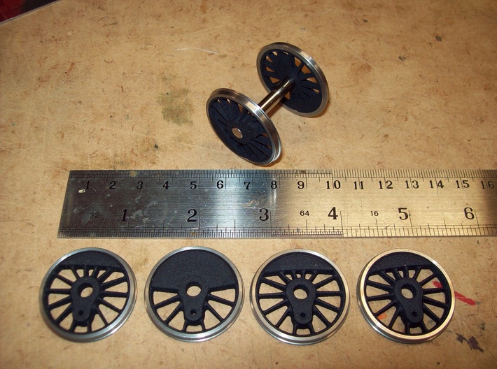 TH&B As-class 1-48 Driver Set For Proto48 Tyres 3d printed No-frills scabby photo of assembled wheels
