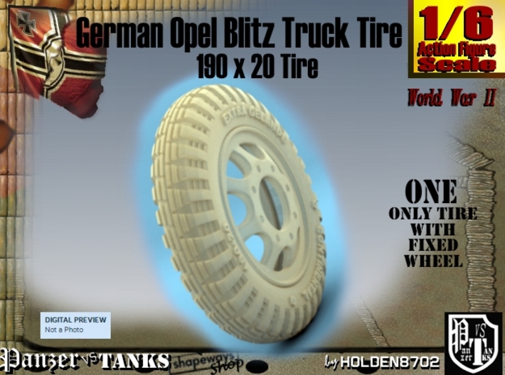 1-6 Opel Blitz Tire 190x20 3d printed