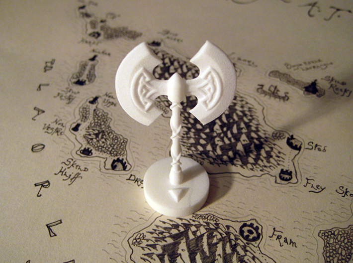 Role Playing Counter: Greataxe 3d printed Greataxe in Strong & Flexible Plastic (Polished White)