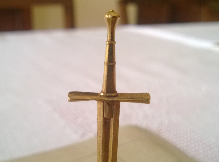 Role Playing Counter: Longsword 3d printed Detail (Raw Brass)