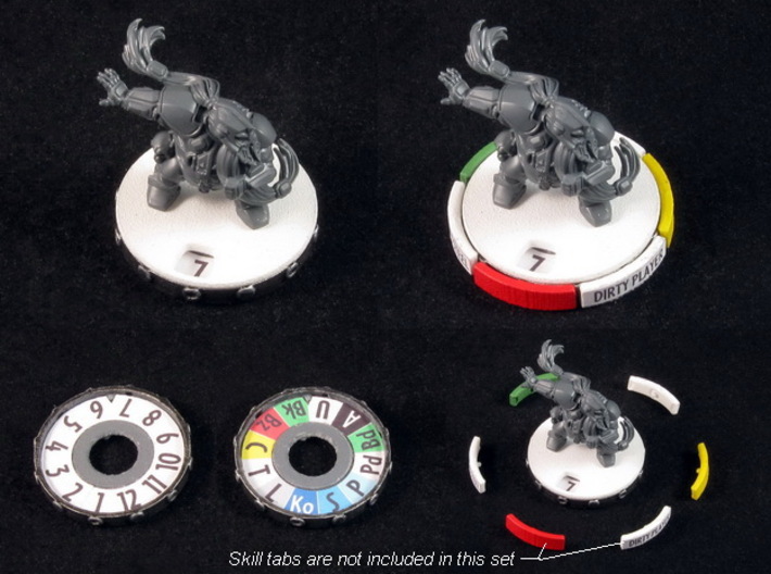 &quot;Click&quot; Miniature Bases (12-16 pcs) 3d printed White Strong Flexible, painted. Miniature and skill tabs not included :).