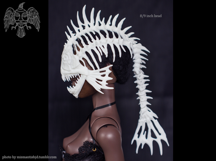 BJD Fish Skeleton Helmet 3d printed 