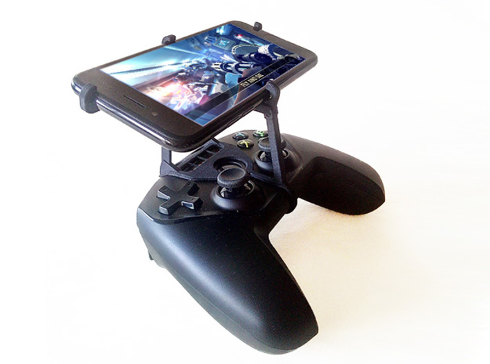 Controller mount for Nimbus &amp; Apple iPad mini Wi-F 3d printed Nimbus with iPhone 7 - Over the top - 45 degree view