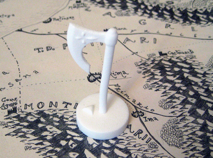 Role Playing Counter: Axe 3d printed Axe in Strong &amp; Flexible Plastic (Polished White)