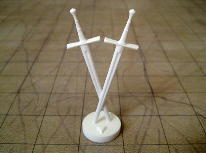 Role Playing Counter: Double Swords 3d printed Double Sword in Strong & Flexible Plastic (Polished White)