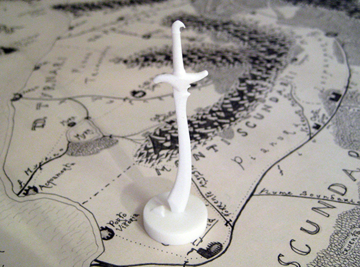 Role Playing Counter: Scimitar 3d printed Scimitar in Strong &amp; Flexible Plastic (Polished White)