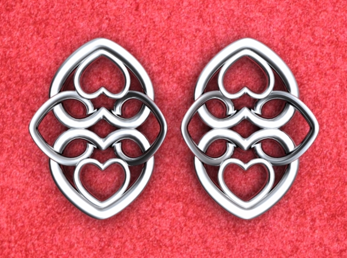 Heart Motif Earring 3d printed Heart motif earrings front. NOTE: Order 2 for a pair.