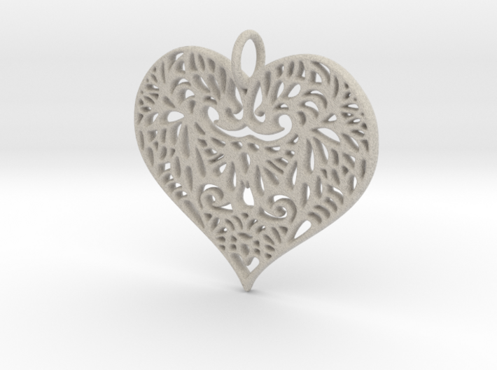 Beautiful Romantic Lace Heart Pendant Charm 3d printed