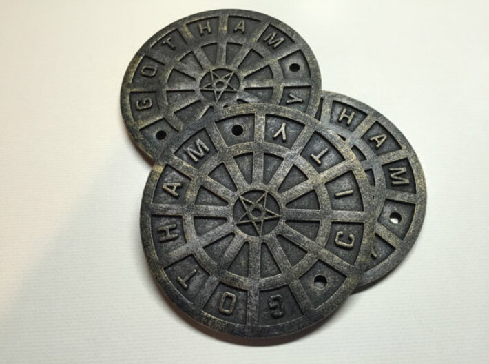 Gotham City Manhole – Sixth Scale  3d printed These have been painted to look realistic