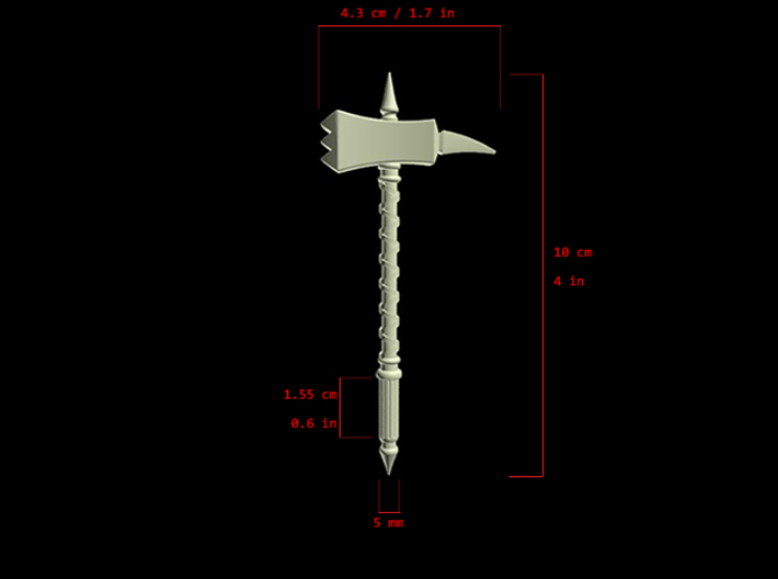 Action Figure Weapon: Warhammer (5 mm peg) 3d printed A render of the warhammer with some specs