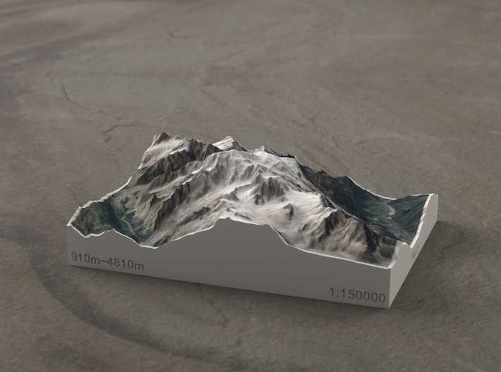 Mont Blanc, France/Italy, 1:150000 Explorer 3d printed 