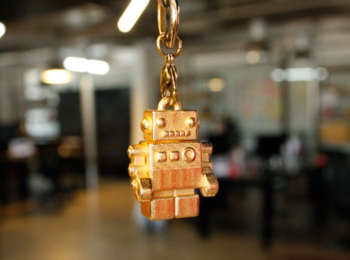 &quot;Bling Bob&quot; Gold Pendant Robot 3d printed