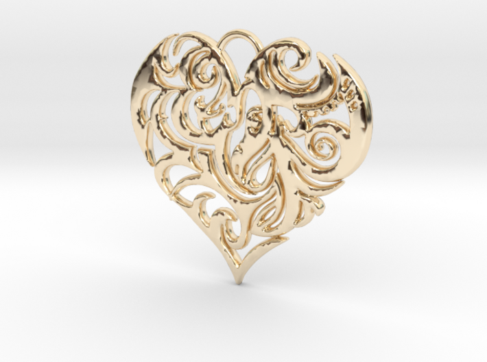 Beautiful Romantic Floral Heart Pendant Charm 3d printed