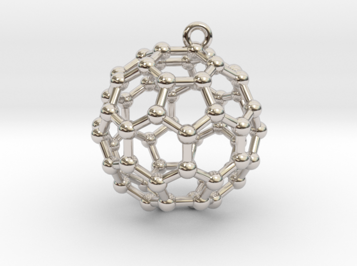 BuckyBall C60 Earring, Silver, 1.7cm 3d printed