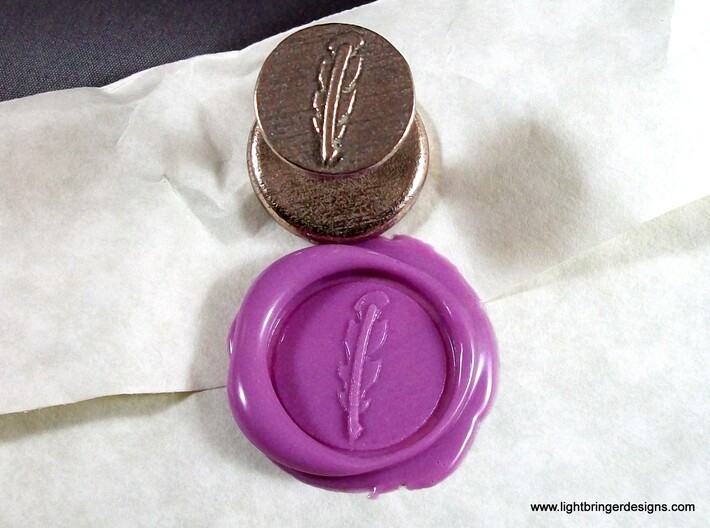 Quill Pen Wax Seal 3d printed Quill Pen Wax Seal in stainless steel with impression in Lavender wax