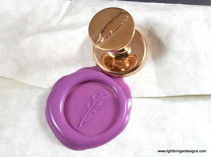 Quill Pen Wax Seal 3d printed Quill Pen Wax Seal in Polished Bronze has a bit more detail on the plumage.