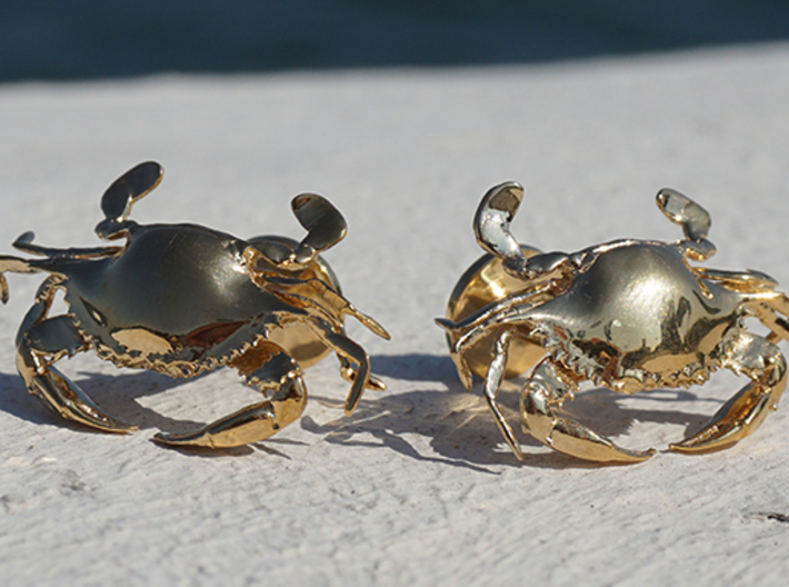 Blue Crab Cufflinks 3d printed