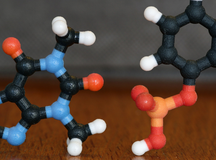 Cocaine Molecule Model. 3 Sizes. 3d printed Coated (left) and non-Coated (right) Full Color Sandstone. Coating gives a much smoother feel.