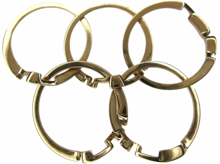 Olympic Puzzle Ring metal 3d printed