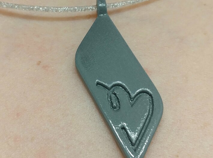 Long Heart Pendant 3d printed Shown as a necklace, printed in plastic available on etsy