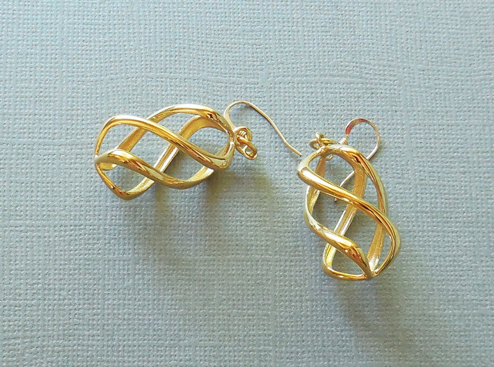 Twisty Earrings in Precious Metals 3d printed 