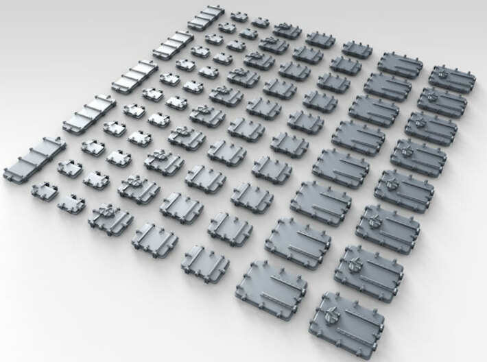 1/200 Royal Navy Assorted Deck Hatches Only x75 3d printed 3d render showing product detail