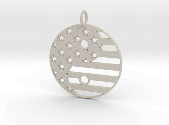 American USA Flag Yin Yang Symbol Pendant Charm 3d printed