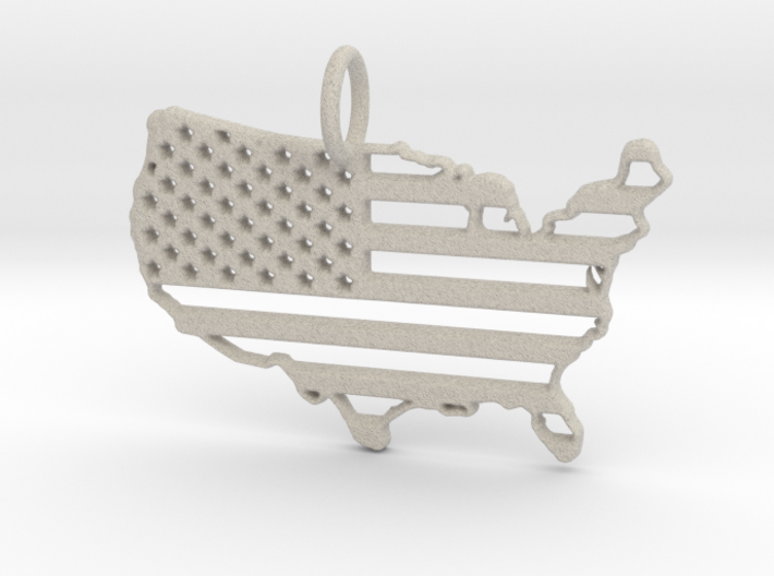 American USA Flag Map Pendant Charm 3d printed