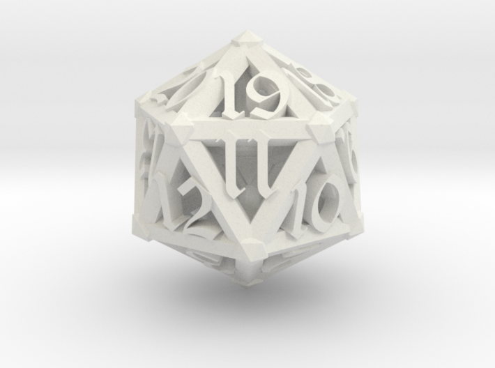 Lattice work D20 with 3D #'s 3d printed