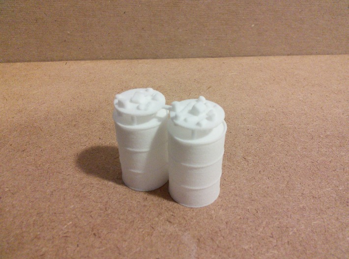 55 Gal Drum, Closed or Open Top with Trash, x2 3d printed This is what you'll receive if ordered in White Strong & Flexible Plastic.