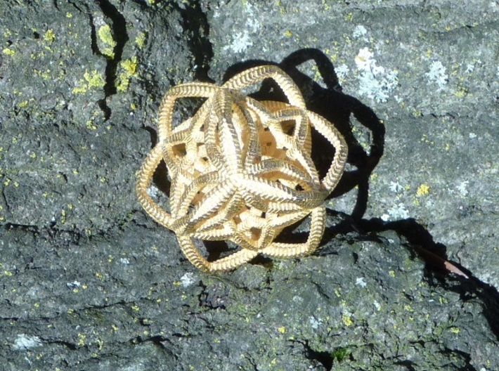 Spirograph Cube 3d printed Small Polished Bronze Steel